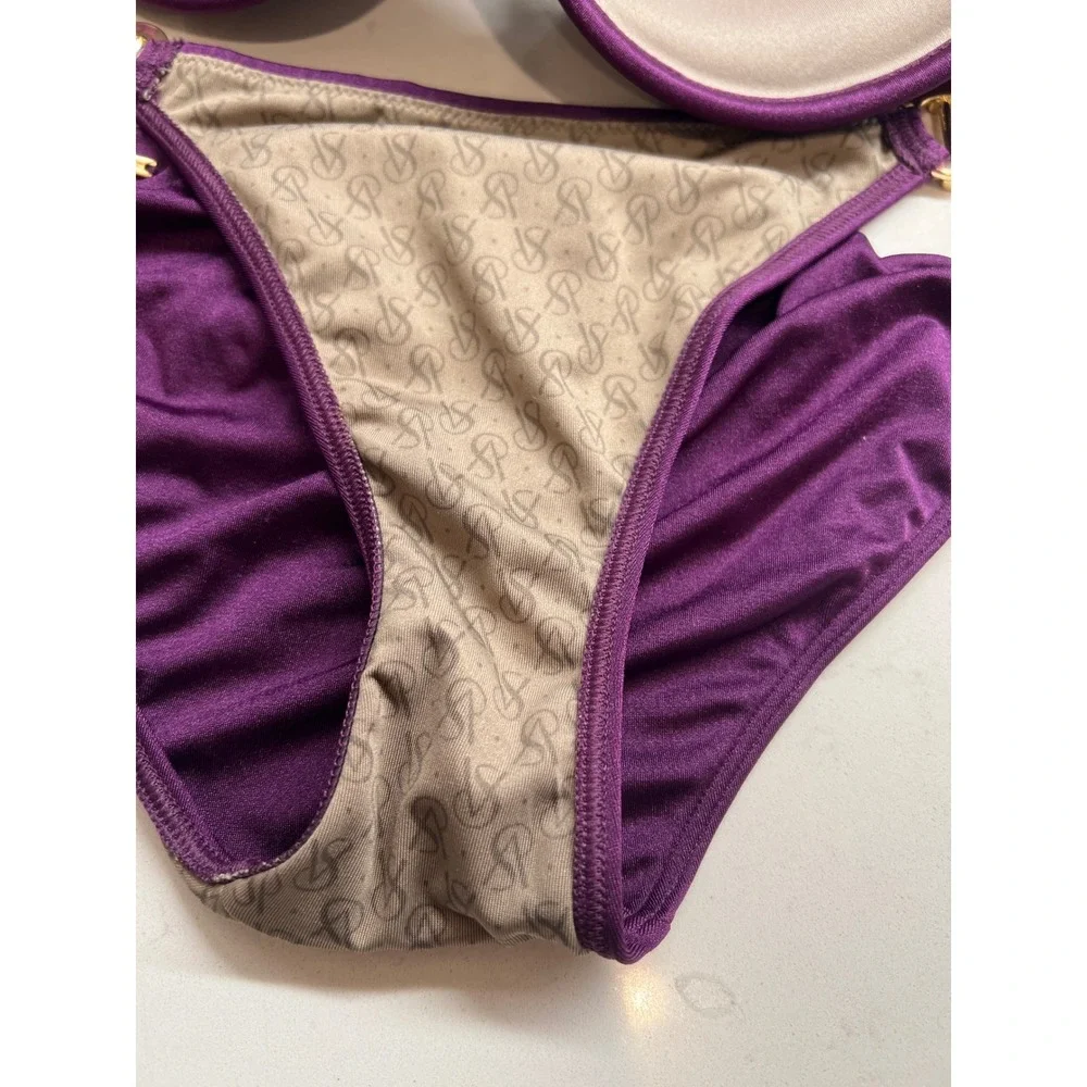 Victorias Secret Plum Purple‎ Bikini Set Gold Chain Hardware 32D Small